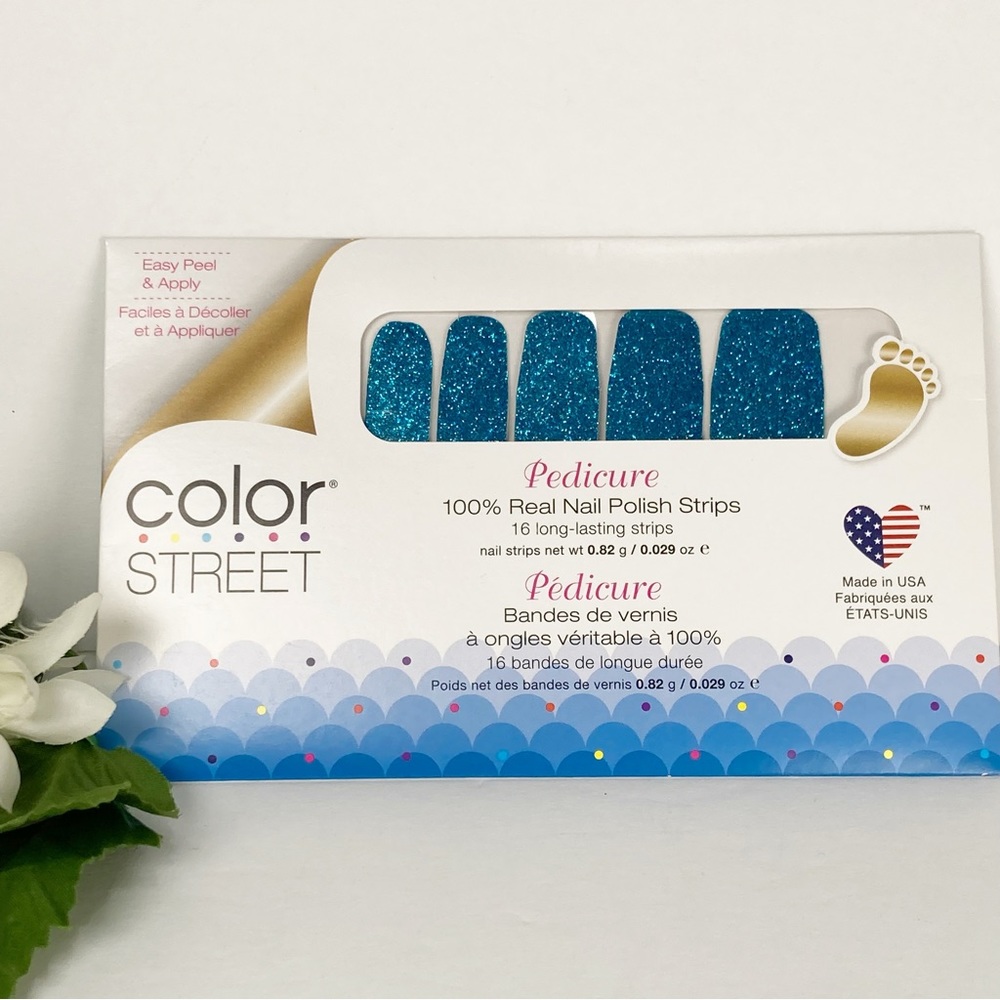 Color Street Retired Pedicure Nail Polish Strips How Swede It Is Blue NEW - Picture 2 of 9